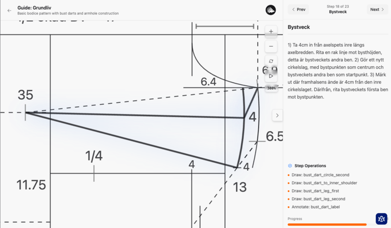 Pattern Guide showing step-by-step instructions for pattern making